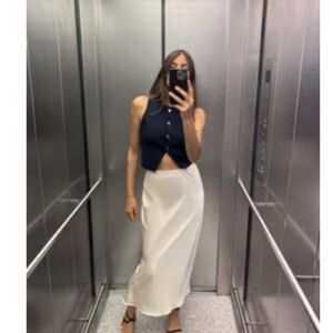 Zara Cream Midi Skirt
